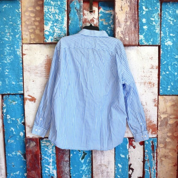Men's Apt. 9 Striped Button-Down Shirt Collared Long Sleeve XLARGE Blue & White - Picture 6 of 11